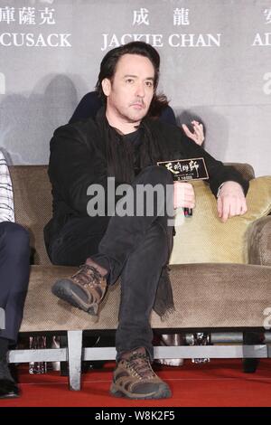 L'acteur américain John Cusack assiste à une conférence de presse pour son nouveau film 'dragon' dans Taipei, Taiwan, 12 février 2015. Banque D'Images