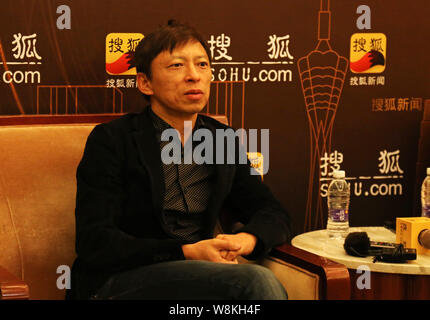 Charles Zhang Chaoyang, président-directeur général de Sohu, parle à un événement promotionnel pour Sohu mobile app à Zhengzhou, province du Henan en Chine centrale, Banque D'Images