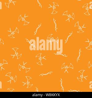 Bat et dents Halloween sans contours dans le style abstrait. Black bat et dents Halloween sans contours sur fond orange. Maison de vacances decoratio Illustration de Vecteur