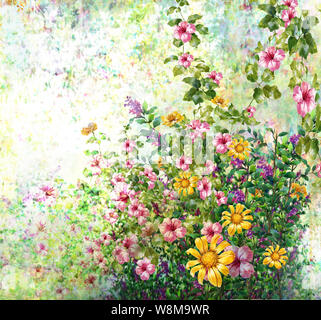 Résumé des fleurs colorées de l'aquarelle. Multicolore de printemps Banque D'Images