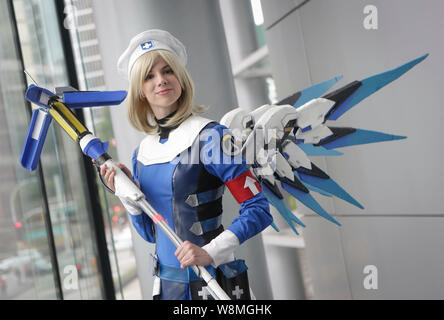 Vancouver, Canada. 9 Août, 2019. Cosplayeur pose pour une photo pendant la Révolution Anime convention à Vancouver, Canada, July 9, 2019. L'événement annuel de trois jours le coup d'ici vendredi. Source : Xinhua/Sen Liang Banque D'Images