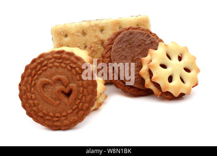 Biscuits biscuit avec garniture sur l'arrière-plan Banque D'Images