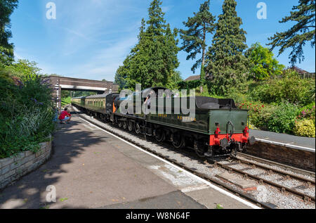 Cheltenham, Gloucestershire, Angleterre, Royaume-Uni. Août 2019. Un moteur à vapeur carrioles à Winchcombe Station dans le région des Cotswolds de Gloucest Banque D'Images