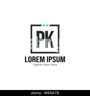Modèle avec logo PK initiale du bâti moderne. Lettre PK minimaliste design logo vector illustration Illustration de Vecteur