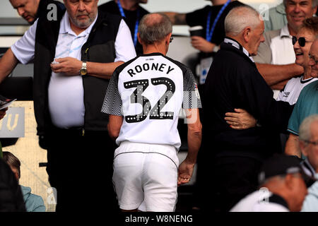 Un Derby County portant un numéro de kit 32 Wayne Rooney lors de la Sky Bet Championship match à Pride Park, Derby. Banque D'Images