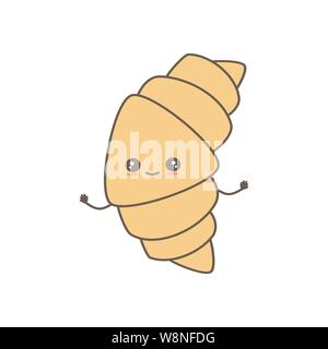 Cute cartoon croissant de caractère vectoriel isolé sur fond blanc Illustration de Vecteur