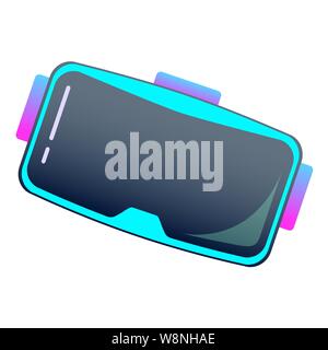 Casque VR sombre, la réalité virtuelle glasse sur un arrière-plan lumineux isolés, télévision avec l'icône de couleurs bleu et rose Illustration de Vecteur