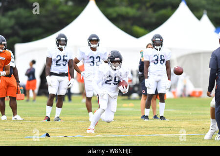 Bourbonnais, Illinois, USA. 10 août, 2019.Tarik Cohen (29) des Chicago Bears en action au cours de l'ours de Chicago camp d'entraînement à Olivet Nazarene University dans le Bourbonnais, Illinois. Dean Reid/CSM. Credit : Cal Sport Media/Alamy Live News Banque D'Images