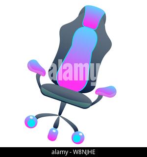 Jeu sombre sur fond isolé chaise flat, avec l'icône de couleurs rose et bleu fond blanc vector. Illustration de Vecteur
