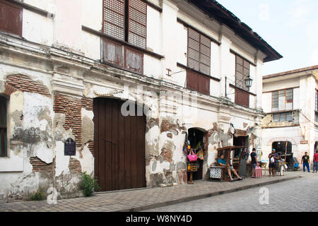 14 juillet 2019-Ilocos Sur Philippines : Ville historique de Vigan. Vigan est un UNESCO World Heritage Site. En ce qu'il est l'un des rares à l'époque coloniale espagnole Banque D'Images