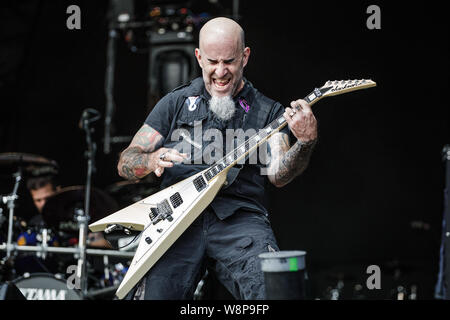 L'anthrax en concert sur la scène du Bloodstock Open Air Festival, UK, 10 août 2019. Banque D'Images