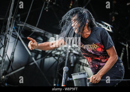 L'anthrax en concert sur la scène du Bloodstock Open Air Festival, UK, 10 août 2019. Banque D'Images