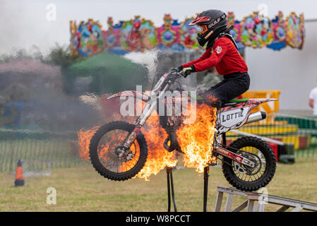 L'écho de l'histoire spectacle militaire à Purleigh, Essex, UK organisé par l'Association de véhicules militaires historiques d'Essex. L'équipe de démonstration de Moto Tigers Banque D'Images