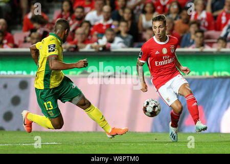 Lisbonne, Portugal. 10 août, 2019. Álex Grimaldo de SL Benfica en action au cours de la Ligue n° 2019-2020 footballl match entre SL Benfica vs FC Paços de Ferreira. (Score final : SL Benfica 5 - 0 FC Paços de Ferreira) Credit : SOPA/Alamy Images Limited Live News Banque D'Images