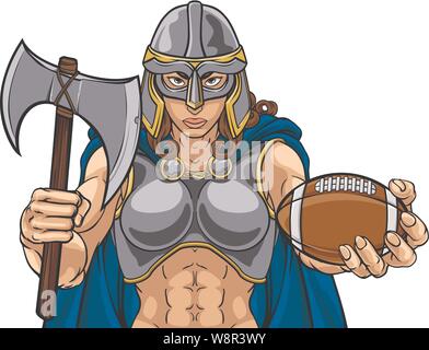 Troie Chevalier Celtique Viking Warrior Football Femme Illustration de Vecteur