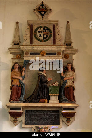 Elizabeth Bull Memorial monument 1634, à l'intérieur de l'église art Aldborough, Suffolk, Angleterre, RU Banque D'Images