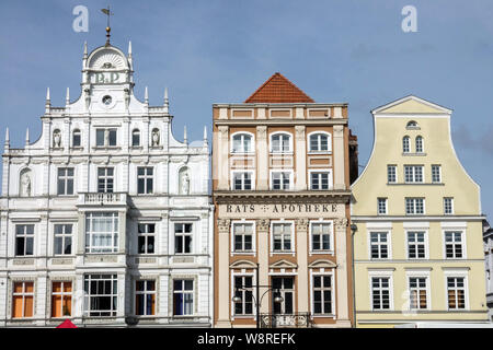 Allemagne Rostock, vieille maisons à pignons sur la place principale Banque D'Images