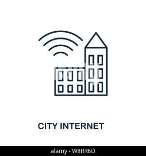 Style de contour de l'icône City Internet. Glyphe simple de la collection d'icônes. Line City Internet pour la conception Web et les logiciels Illustration de Vecteur