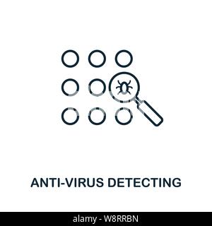 Style de contour d'icône détection anti-virus. Glyphe simple de la collection d'icônes. Icône de détection de virus de ligne pour la conception Web et le logiciel Illustration de Vecteur