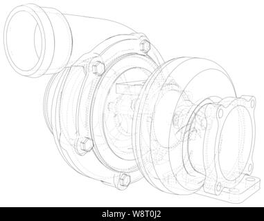 Turbocompresseur voiture vecteur isolé sur fond. Illustration créée de 3d Illustration de Vecteur