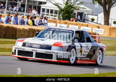 1989 Audi 90 Quattro IMSA GTO avec chauffeur Benoît Tréluyer au Goodwood Festival of Speed 2019, Sussex, UK Banque D'Images