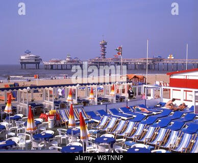 Promenade de la plage et de la jetée, Scheveningen, La Haye (Den Haag), Zélande, Royaume des Pays-Bas Banque D'Images