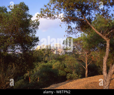 L'acropole d'Athènes du Mousion Hill, Athènes (Athina), le Centre d'Athènes, Grèce Banque D'Images