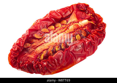 Pesto de tomates prunes séchées ou la moitié, isolé Banque D'Images