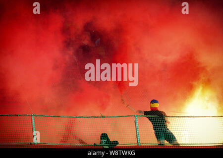 Mlada Boleslav, République tchèque. Août 11, 2019. Fans de Sparta Praha durant la 5e match de ligue de football tchèque Mlada Boleslav vs Sparta Praha à Mlada Boleslav en République tchèque. Credit : Slavek Ruta/ZUMA/Alamy Fil Live News Banque D'Images