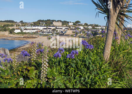 Vue sur la baie de Porthcressa, St Mary, Îles Scilly Banque D'Images