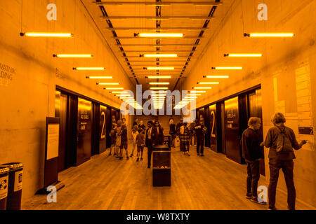 "Chambre pour une couleur' (1997) par Olafur Eliasson "dans la vraie vie" 2019 exposition à la Tate Modern, Londres, UK Banque D'Images