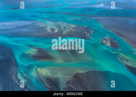 Incroyable Vue aérienne de delta, riverbed Glacier en Islande Banque D'Images