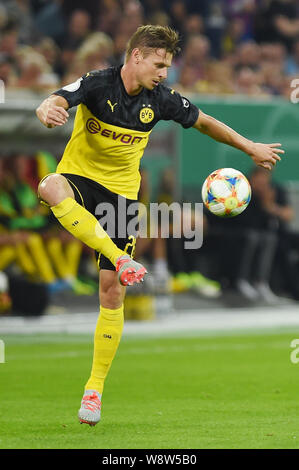 Dusseldorf, Allemagne. 9 Août, 2019. Action de Lukasz (Dortmund), le 9 août 2019 - Football/soccer : DFB 1er tour match entre KFC Uerdingen 05 0-2 Borussia Dortmund à Merkur Spiel Arena de Düsseldorf, Allemagne. Credit : Itaru Chiba/AFLO/Alamy Live News Banque D'Images