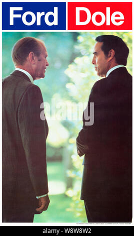 L'affiche de la campagne présidentielle américaine de 1976 pour le président Gerald Ford et VP candidat Rober Dole. La photo de la Maison Blanche par le photographe David Hume Kennerly Banque D'Images