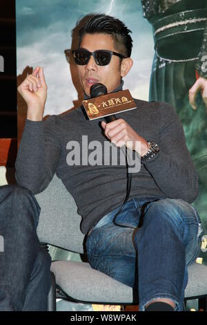 Hong Kong, chanteur et acteur Aaron Kwok parle lors d'une réunion pour les films chinois à Hong Kong, Chine, le 22 janvier 2014. Banque D'Images