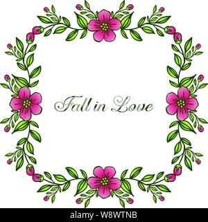 Les feuilles vertes de fleur, ornée de de divers card tomber en amour. Vector illustration Illustration de Vecteur