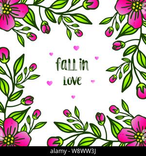 Les feuilles vertes de fleur, ornée de de divers card tomber en amour. Vector illustration Illustration de Vecteur