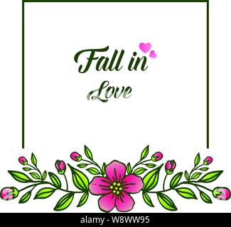 Les feuilles vertes de fleur, ornée de de divers card tomber en amour. Vector illustration Illustration de Vecteur