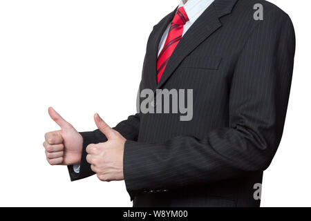 Méconnaissable businessman with Thumbs up isolé sur fond blanc Banque D'Images