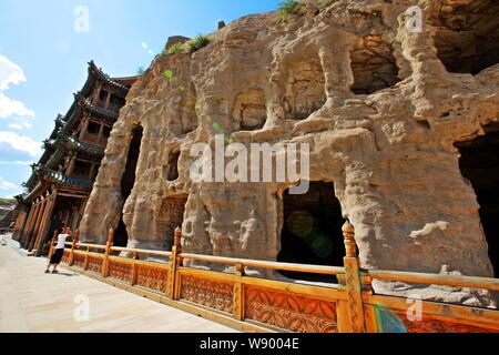 Avis de grottes de Yungang à Datong city, en Chine dans la province du Shanxi, le 11 juillet 2012. Banque D'Images