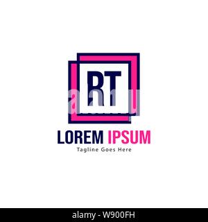 Modèle avec logo RT initiale du bâti moderne. Lettre RT minimaliste design logo vector illustration Illustration de Vecteur