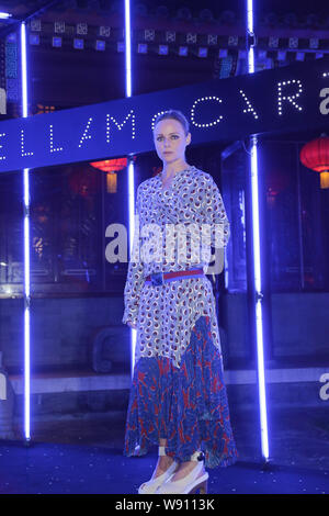 French Fashion designer Stella McCartney fait peser sur le monde de Stella McCartney fashion event pour libérer les collections 2015 un discours prononcé à Beijing, Banque D'Images