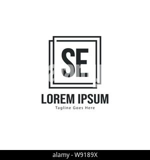 Logo initial se modèle avec cadre moderne. Lettre SE minimaliste design logo vector illustration Illustration de Vecteur