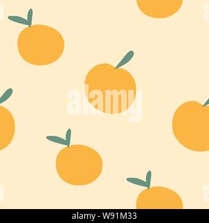 Modèle d'oranges sans vecteur dans un style simple sur fond orange pastel Illustration de Vecteur