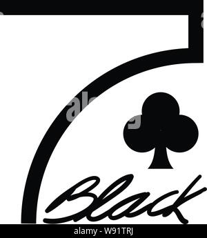 Sept clubs de noir un nombre linéaire avec un signe sept clubs & le mot 'noir' Illustration de Vecteur