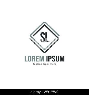 Logo SL initiale modèle avec cadre moderne. Lettre SL minimaliste design logo vector illustration Illustration de Vecteur