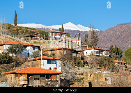 Maisons de village dans la région de Birgi, Izmir, Turquie. Banque D'Images