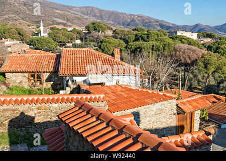 Maisons de village dans la région de Birgi, Izmir, Turquie. Banque D'Images