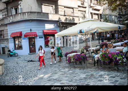 Le quartier du vieux quartier Skadarlija, Belgrade Banque D'Images