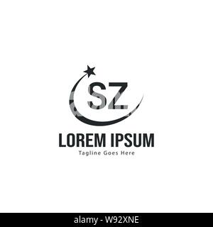 Logo SZ initiale modèle avec cadre moderne. Lettre SZ minimaliste design logo vector illustration Illustration de Vecteur